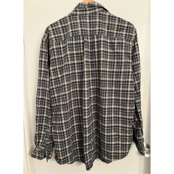 LL Bean Plaid Shirt Long Sleeve Green white mens button down flannel shirt top - Picture 2 of 12